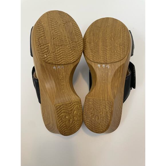 Alegria Size 36 (Approx US 6-6.5) Floral Embroidered Black Sandals Heels Wooden - Picture 8 of 9